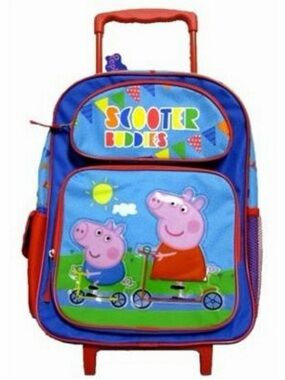 Peppa the Pig 16" Scooter Buddies Rolling Backpack with two compartments-New!